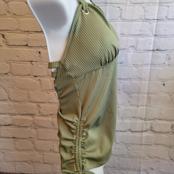 Salt + Cove Juniors' Ribbed Shirred Halter Tankini TOP ONLY - Picture 5 of 6